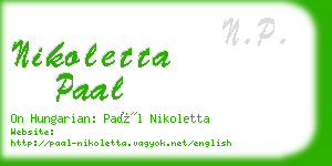 nikoletta paal business card